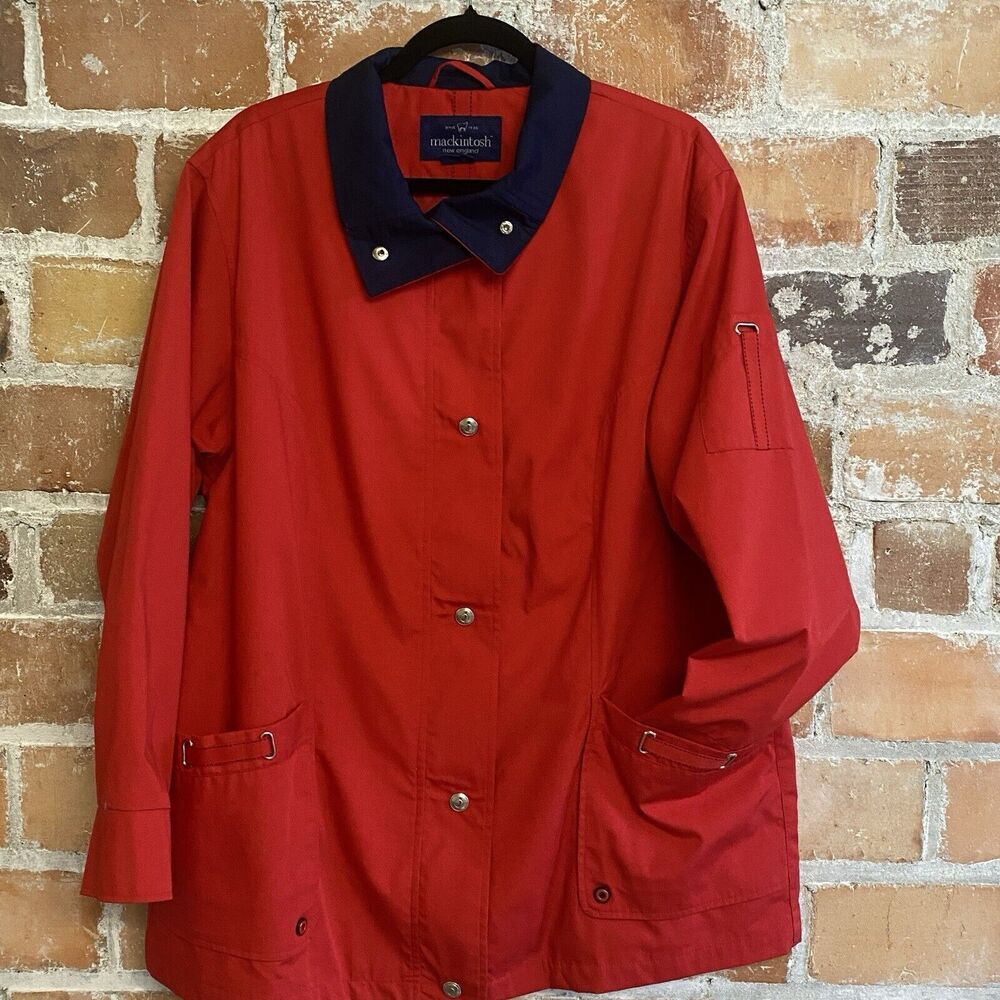 Macintosh New England Womens Red Blue Lightweight Lined Layering Jacket Size 1X